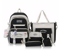 Cnwinu Juego de mochila para niñas, mochila escolar para niñas, bonita mochila de lona de una sola capa, bolsa de mano, bolsa para bolígrafos, bolsa cruzada, mochila kawaii para niños, mochila casual