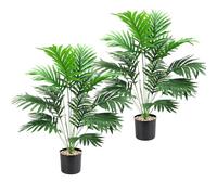 Cnwinu Plantas artificiales de imitación para interiores, 2 unidades, palmeras artificiales grandes, plantas altas de plástico para oficina, hogar, jardín, decoración interior y exterior (palmeras