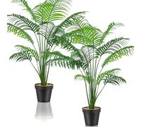 Cnwinu Plantas artificiales de imitación para interiores, 2 unidades, palmeras artificiales grandes, plantas altas de plástico para oficina, hogar, jardín, decoración interior y exterior (palmeras