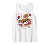 CNY 2026 Dama Loca del Caballo Desde Lunar Vibes Zodiac Happy Camiseta sin Mangas