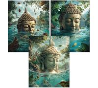Cnyaunfi 3 Piezas 5D Buda Diamond Painting, Pintura Diamante Azul, Diamond Painting Kit Completo Niños Regalo, Manualidades Adultos Pintura Diamante Para Decoración De Pared Del Hogar 30x40cm YF-3395
