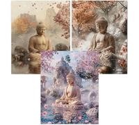 Cnyaunfi 3 Piezas 5D Buda Diamond Painting, Pintura Diamante Beige, Diamond Painting Kit Completo Niños Regalo, Manualidades Adultos Pintura Diamante Para Decoración De Pared Del Hogar 60x80cm YF-3284
