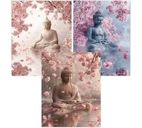 Cnyaunfi 3 Piezas 5D Buda Diamond Painting, Pintura Diamante Rosa, Diamond Painting Kit Completo Niños Regalo, Manualidades Adultos Pintura Diamante Para Decoración De Pared Del Hogar 50x70cm YF-3283