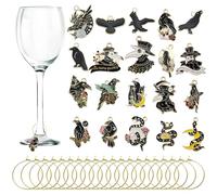 CNYMANY 20/30/60 piezas colgantes para copas de vino, marcadores de copa con diseño de hebilla para vino, cócteles, champán, regalos de fiesta, decoración, 1-3 cm, Zinc, No es una piedra preciosa