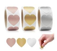CNYMANY - 900 etiquetas adhesivas para rascar, 1 pulgada, diseño de corazón, autoadhesivas para juegos, fiestas, regalos, postales, promoción, color dorado, plateado, rosa