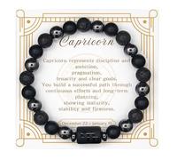 CNYTPE Pulsera con signo del zodiaco para hombres y mujeres, cuentas de piedra de hematita de lava mate, joyería de 12 constelaciones para energía positiva y protección contra la mala suerte, Talla