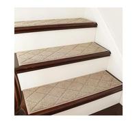 CNYUON 15 Alfombrillas Antideslizantes for escalones de Interior, 71 x 23 cm, con Respaldo poliéster TPE(Beige)