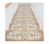 CNYUON 15 peldaños de Alfombra for escaleras Madera, Interior, autoadhesivos, Antideslizantes, Reutilizables(Color 02)