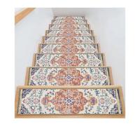 CNYUON 15 peldaños de Alfombra for escaleras Madera, Interior, autoadhesivos, Antideslizantes, Reutilizables(Color 03)