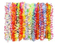 CNYUON 24/12 Piezas de guirnaldas Hawaianas for Fiesta Luau, Decoraciones a Granel, Collar Flores Tropicales Coloridas, decoración for Verano en la Playa o Piscina(24Pcs)