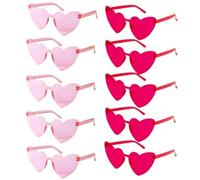CNYUON 6/8/10/12 Uds. Gafas de sol for boda, despedida soltera, gafas corazón rosa y rojo, decoraciones for dama honor para Carnaval(10pcs mix)