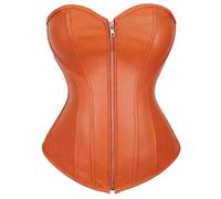 CNYUON Corsés for mujer, bustier de piel sintética, lencería sexy, cremallera, cordones, reductor cintura, corsé sobre el busto, tallas grandes(Orange,7XL)
