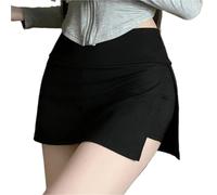 CNYUON Falda de Tenis Sexy Cintura Baja, Falda Deportiva Informal for Mujer, Faldas Cortas Ajustadas for Exteriores(Black,M)