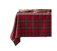 CNYUON Mantel a Cuadros navideño, Mantel de Fiesta, Cubierta Mesa Comedor Vintage for decoración del hogar y la Sala Estar(Red,140x160cm)