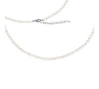 Co Co Lotus Gargantilla de perlas para mujer, hecha a mano, con pequeñas perlas blancas de agua dulce y cierres plateados y cadena ajustable de 35,56 cm