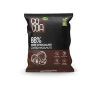 CO COA Avellanas en chocolate negro 88% orgánico 70 g - chocolate sin azúcar refinado, chocolate crudo vegano, ingredientes ecológicos, sin lactosa, contiene grasas omega-6 saludables