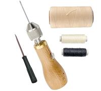 Co-link Profesional Speedy Stitcher Costura Awl Kit, Aguja de la Mano de Coser,L¨ªnea de Cera Tallada Hecha a Mano Herramientas de Cuero con 260 m 0,8 mm 150D Cuero Encerado Plano£¨Beige£©