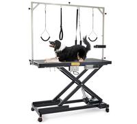 CO-Z Mesa de Aseo para Perros Eléctrica, Mesa de Aseo para Mascotas con Ruedas Niveladoras Ajustables en Altura, Capacidad de 110kg, Estación de Aseo para Perros para Secado de Baño de Mascotas