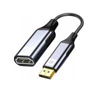 Co2 Adaptador DisplayPort DP a HDMI 2.0 4K/60Hz, 2K/240Hz, Full HD, HDR dinámico DSC 3D HDCP 2.2 FEC, Plug & Play, 18 Gbps, Cable unidireccional, Aluminio Gris Espacial (4K)