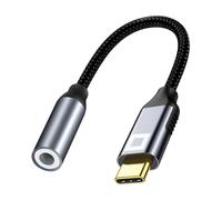 Co2 Adaptador USB-C a Mini Jack 3,5 mm AUX con DAC HD de 128 kHz, máxima Calidad de Sonido, Aluminio Gris Espacial, Cable Compatible con iPhone, MacBook, iPad Pro, Samsung (DAC).