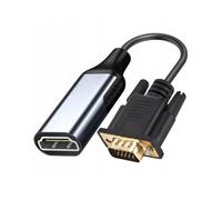 Co2 Adaptador VGA D-SUB a HDMI 2K/60Hz, Full HD 1080p, Plug&Play, chapado en oro, cable de una vía, convertidor, compatible con monitores, ordenadores portátiles, aluminio gris espacial (2K)
