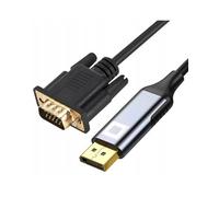 Co2 DisplayPort a VGA D-SUB 2K/60Hz, Full HD 1080p, Plug & Play, chapado en oro, adaptador unidireccional, conversor, compatible con portátiles, monitores, proyectores, aluminio gris espacial (1m)