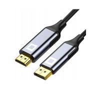 Co2 DisplayPort DP a HDMI 2.1 8K/60Hz, 4K/120Hz, 2K/240Hz, Full HD, HDR dinámico DSC 3D HDCP 2.2 FEC, Plug & Play, 32,4 Gbps, Adaptador unidireccional, Aluminio gris espacial (2m)