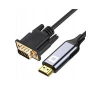 Co2 HDMI a VGA D-SUB 2K/60Hz, Full HD 1080p, Plug&Play, chapado en oro, adaptador unidireccional, convertidor, compatible con ordenadores portátiles, monitores, aluminio gris espacial (1m)