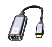 CO2 Tarjeta de red USB C a Ethernet, adaptador Gigabit RJ-45 LAN 2500 Mbps, Plug & Play, Indicadores LED, Chip Realtek RTL8153, Aluminio Space Gray, Compatible con MacBook, PC, TV Box