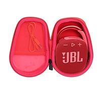 Co2CREA - Funda rígida para JBL Clip 5, Clip 4, Clip 4, Eco Altavoz Bluetooth portátil (caja única) (carcasa negra + interior rojo)