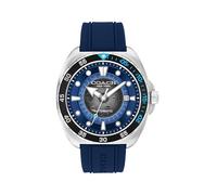 Coach Charter - Reloj automático multifunción 3H para hombre, correa de silicona, resistente al agua hasta 5 ATM/50 metros, regalo para él, moda premium, cuerda automática, 44,5 mm, Azul, 1, Moderno