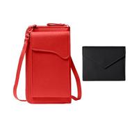 COACOM 1 Bolso De Hombro Rojo Y 1 Bolso De Tarjeta Negro, Bolso Portátil De Cuerpo Cruzado, Bolsa De Teléfono Móvil, Bolso Cruzado De Cuero Pu.