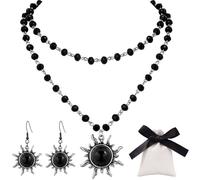 COACOM 1 Collar, 1 Par De Pendientes Y 1 Bolso, Collar Retro Multicapa, Accesorios Punk Exagerados, Adecuado para Fiestas Navideñas.