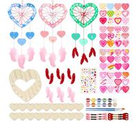 COACOM 1 Conjunto De Redes De Adoración De Amor De Madera, 4 Pegatinas, Decoración De Madera De Pintura Creativa, Regalos En Forma De Corazón De Arte Hechos A Mano De Bricolaje.