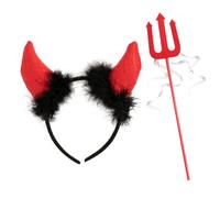 COACOM 1 Diadema Y 1 Bifurcación, Accesorios De Disfraces del Diablo, Accesorios De Juego De Roles, Accesorios De Vestuario Disfrazados.