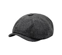 COACOM 1 gorro de melón negro, gorro deslizador para hombre, gorro de periódico con patrón de espiga, boina con protección solar, accesorio retro y versátil, adecuado para picnics y pesca, Negro , L