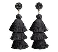 COACOM 1 Par De Aretes De Borla Negra, Pendientes De Diseño Creativo, Pendientes De Moda Y Personalizados, Aretes Boho.