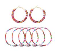COACOM 1 Par De Aretes De Perlas Bohemias Y 5 Pulseras, Estilo Fresco De Verano, Estuche Liviano Que Muestra Temperamento, Accesorios De Moda, Adecuado para Reuniones Navideñas, Ropa De Viaje.