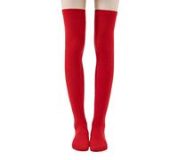 COACOM 1 par de calcetines por encima de la rodilla para mujer, cálidos, informales, altos y elásticos (rojo)