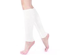 COACOM 1 Par De Calentadores De Pies Para Mujer Blancos, Calentadores De Piernas Para Mujer, Calentadores De Piernas De Punto Suave De Invierno, Adecuados Para Practicar Patinaje, Ballet Y Danza