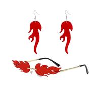 COACOM 1 Par De Gafas De Sol De Llama, 1 Par De Aretes En Forma De Llama, Gafas De Sol De Fiesta Sin Marco, Aretes De Tendencia De Moda.