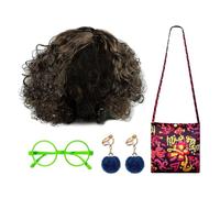 COACOM 1 Peluca, 1 Gafas Verdes, 1 Bolsa Y 1 Clip para Orejas, Accesorios De Juego De Roles, Rizos Falsos para Niños, Accesorios De Ropa De Fiesta.