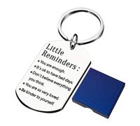 COACOM 1 pequeño llavero recordatorio, 1 caja de joyas, colgante creativo inspirador, regalo inspirador, regalo con energía positiva, regalo de salud mental, plata, Extra breit