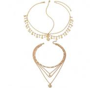 COACOM 1 Pieza De Collar De Diamantes De Imitación Y 1 Collar De Varias Capas, Joyas Exóticas De Estilo Étnico, Ropa De Fiesta Y Accesorios para Vestirse.