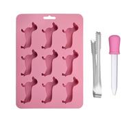 COACOM 1 Pieza De Molde De Perro Dachshund, Clip De Hielo De 1 Pieza Y Soldado Cuentagotas De 1 Pieza, Moho De Silicona Linda, Herramientas De Cocina, Dulces, Cubitos De Hielo.
