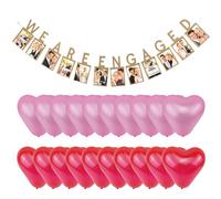 COACOM 1 Pieza El Álbum De Compromiso Pull Flag, 20 Piezas De Globos De Látex En Forma De Corazón, Personalidad Creativa, Decoración De La Fiesta De Compromiso De La Boda.