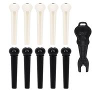 COACOM 10 pasadores de puente para guitarra, 1 extractor de pasadores para cuerdas de guitarra, clavijas para guitarra acústica, tuercas finales de cuerdas de guitarra (blanco y negro).