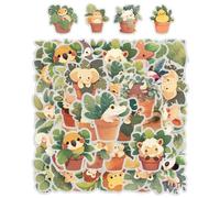 COACOM 100 Pegatinas De Macetas De Animales Y Plantas, Dibujos Animados Lindos, Divertidas Pegatinas De Álbumes De Recortes, Decoración De Cuaderno De Agua De Agua De Bricolaje.