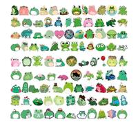 COACOM 100 pegatinas lindas de rana, patrón de dibujos animados resistente al agua, cuaderno, taza de agua, decoración de maletas, adecuadas para regalos de pegatinas para niños, niñas y adultos