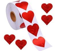 COACOM 1000 Pegatinas De Sellado De Corazón Rojo, Par De Pegatinas De Decoración De Tarjetas De Felicitación, Pegatinas Autoadhesivas, Adecuadas para El Día De San Valentín, Aniversario.